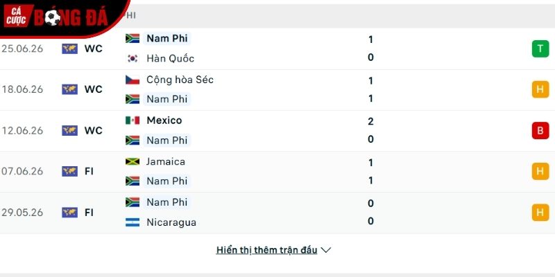 Phong độ của đội tuyển Nam Phi